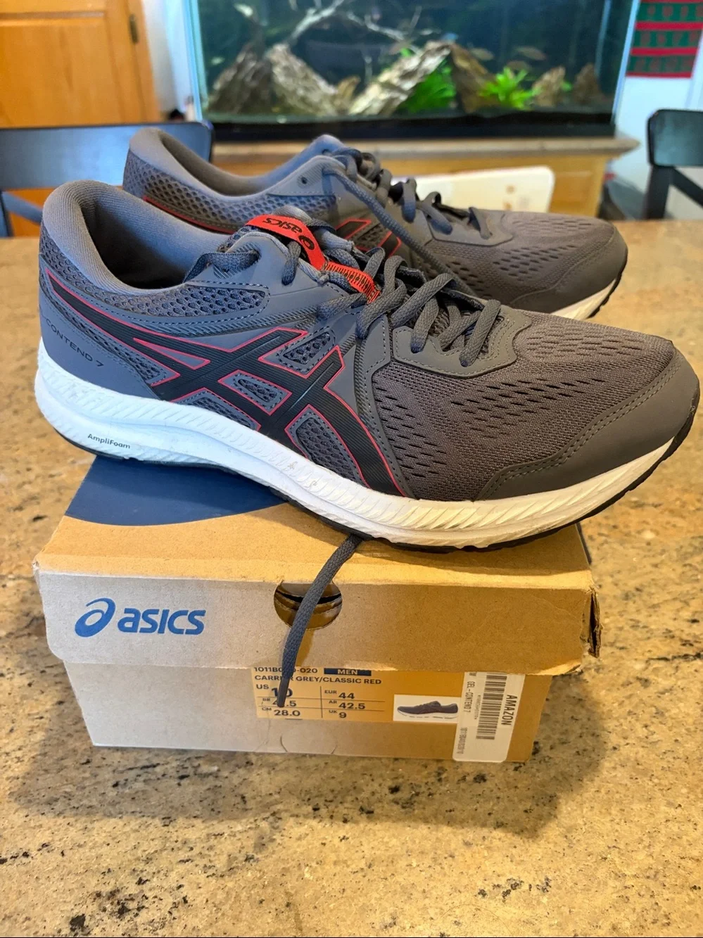 Asics Gel Contend 7 Mens Size 10  Carrier grey Red Running Shoes
